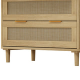 3-Drawers Rattan Storage Cabinet Rattan Drawer (Set of 2),for Bedroom,Living Room,Dining Room,Hallways,Oak - V.I.P Digital Presence