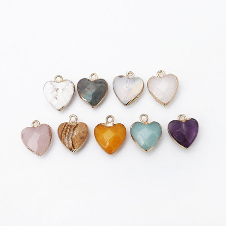Women Jewelry  12.5mm Small Lovely Heart Pendant Labradorit Aventurine Opal Rose Crystal Quartz Stone Pendant DIY for Necklace - V.I.P Digital Presence