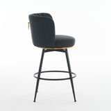 A set of 2 gray rotating bar stools - high backrest, adjustable, with elegant metal backrest decoration - V.I.P Digital Presence