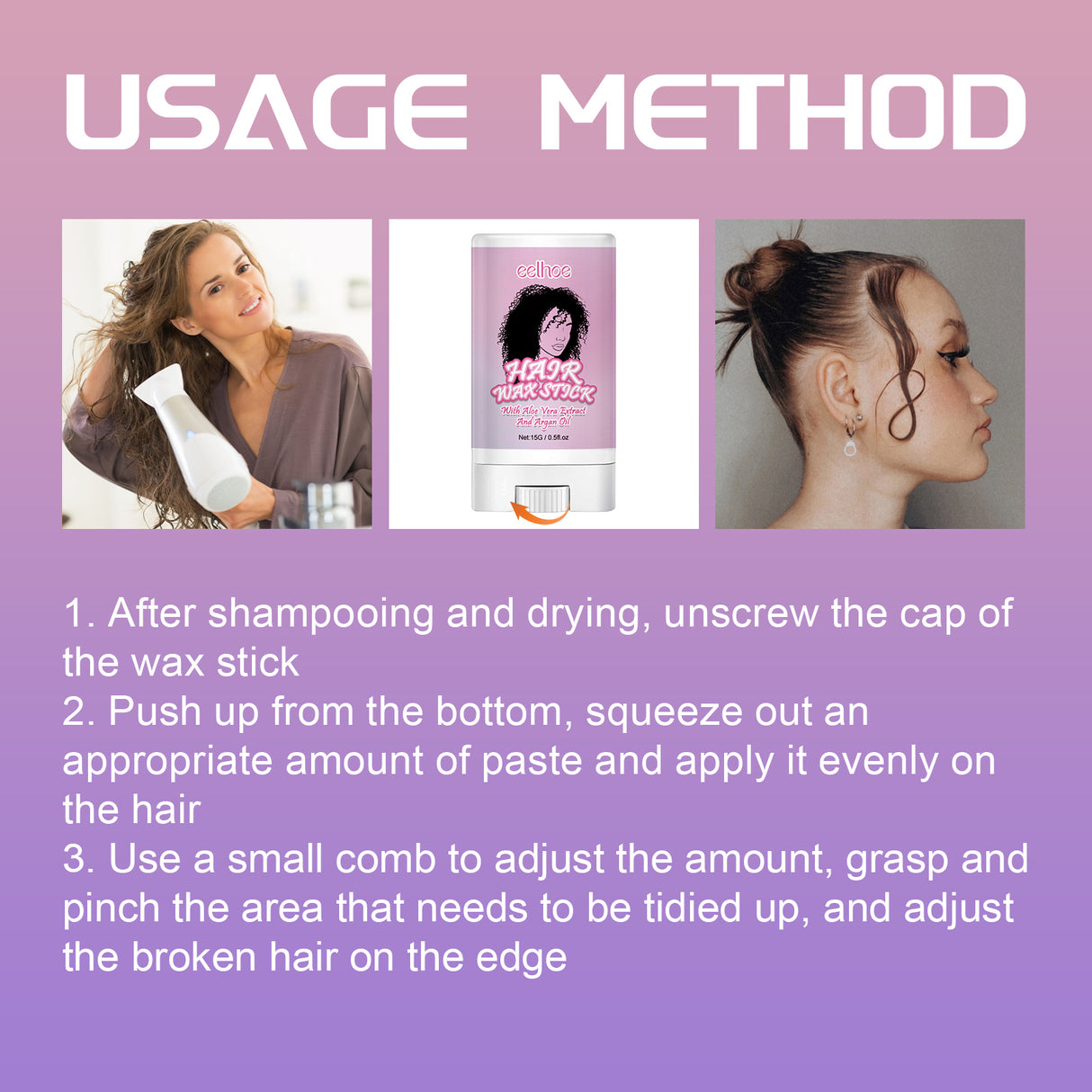 Hair Wax Stick, Long Lasting Hair Setting Smoothing Frizzy Small Broken Hair Natural Luster Solid Hair Oil Bar - V.I.P Digital Presence