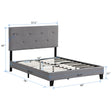 Full Size Upholstered Platform Bed Frame with Modern Button Tufted Linen Fabric Headboard Grey - V.I.P Digital Presence