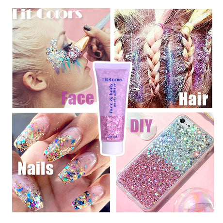 Fit Colors Sequin Gel Mermaid Scale Face Body Lip Sequin Eye Shadow Bright Polarized Stage Makeup - V.I.P Digital Presence