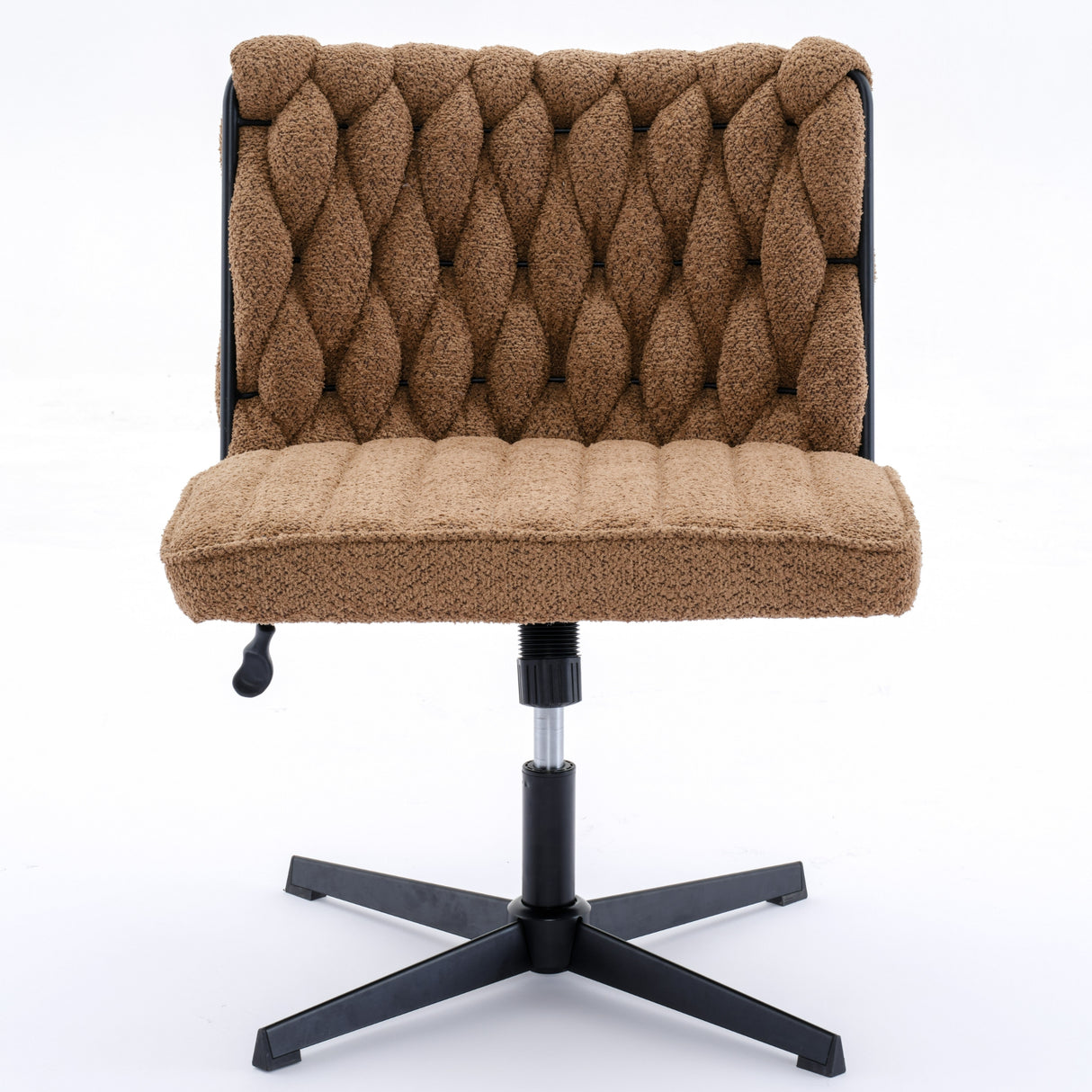Armless Office Desk Chair No Wheels BROWN