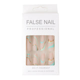 Gold Line Wave Pattern Long Ballet Nail Printed Gold Frosted Manicure Ins Matte Pop Style Contrast Color Wearing Nail - V.I.P Digital Presence