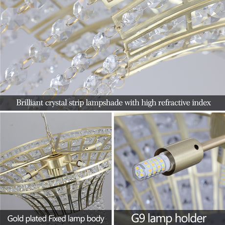 (Same as W1340120181/L5021) 8-Light 23.6" Wide Crystal Waterfall Chandelier (Bulb Not Included) - V.I.P Digital Presence