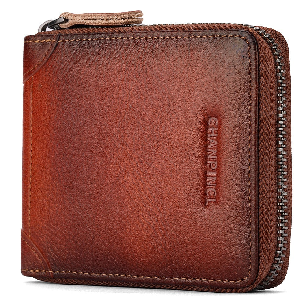 Men's Wallet Leather Zero Purse Zipper Wallet Horizontal Multi-Function Gift Box Wallet - V.I.P Digital Presence