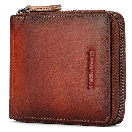 Men's Wallet Leather Zero Purse Zipper Wallet Horizontal Multi-Function Gift Box Wallet - V.I.P Digital Presence