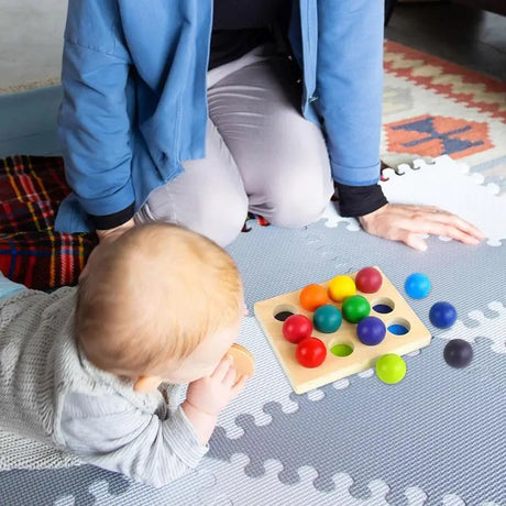 Montessori Rainbow Sorting Ball 12 Color Matching Board Color Recognition Wooden Toy - V.I.P Digital Presence