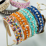 Fashion Design Colorful Turquoise Set Diamond Wide Edge Fabric Candy Color Headband Versatile Headwear - V.I.P Digital Presence