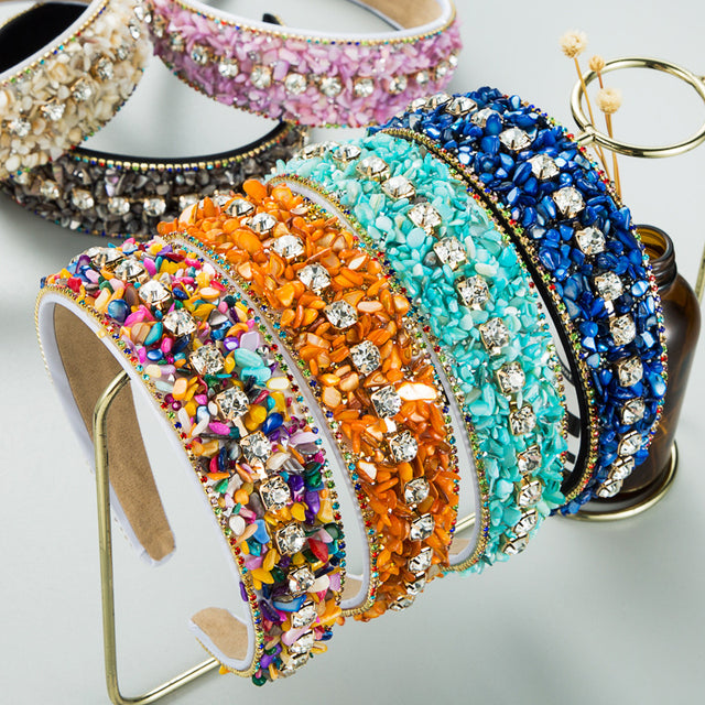 Fashion Design Colorful Turquoise Set Diamond Wide Edge Fabric Candy Color Headband Versatile Headwear - V.I.P Digital Presence