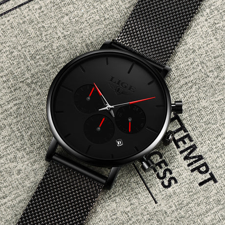 LIGE Men's Mesh Belt Personality Ultra Thin Fashion Multi-Functional Waterproof Quartz Watch Watch - V.I.P Digital Presence