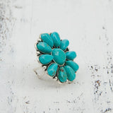 Artificial Turquoise Alloy Flower Ring - V.I.P Digital Presence