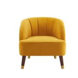 Upholstered Barrel Accent Chair With Wooden Legs - V.I.P Digital Presence