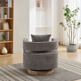 29.1"W Swivel Accent Open Back Chair Modern Comfy Sofa Chair With Weathered Base (Charcoal,Linen Blend) - V.I.P Digital Presence