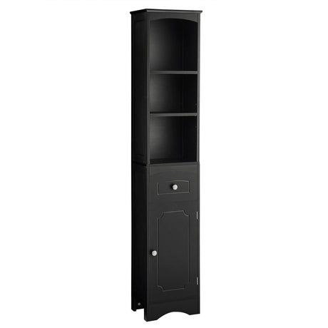 Tall Bathroom Cabinet, Freestanding Storage Cabinet with Drawer, MDF Board, Adjustable Shelf, Black - V.I.P Digital Presence