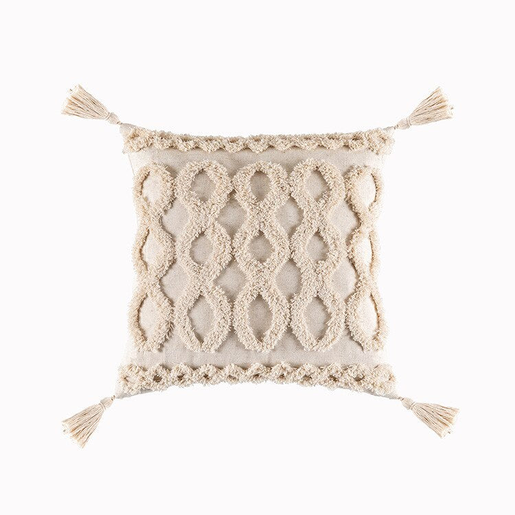 Tassels Cushion Cover 45x45cm Beige White Pillow Covers Decorative Pillow Case Square Home Boho Decor Macrame Pillowcase - V.I.P Digital Presence
