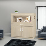 Squirrel cage acrylic panel with independent storage cabinet and wooden guinea pig room with bridge (L 31.50 x W 15.75 x H32.28) - V.I.P Digital Presence