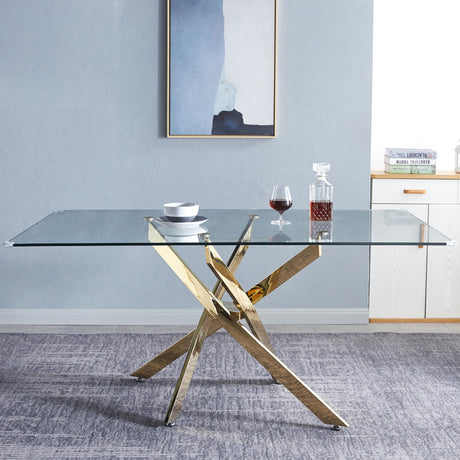 Rectangular Tempered Glass Dining Table, Modern Dining Room Interior Design, For 6 People - V.I.P Digital Presence