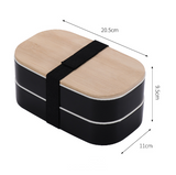 Japanese style simple bamboo lid double-layer sealed portable lunch box bento box with tableware - V.I.P Digital Presence