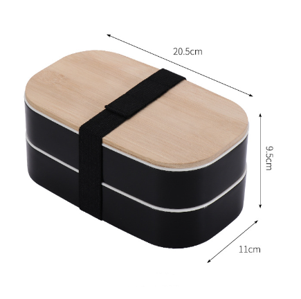 Japanese style simple bamboo lid double-layer sealed portable lunch box bento box with tableware - V.I.P Digital Presence