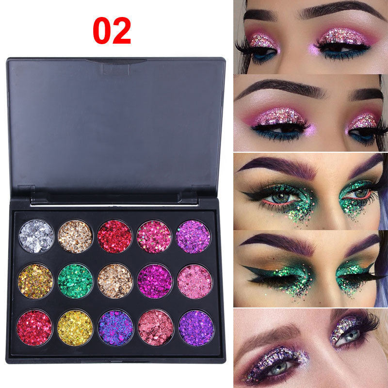 15 Colors Diamond Sequin Eyeshadow Palette Shiny Glitter Powder Highlighter Eyeshadow - V.I.P Digital Presence