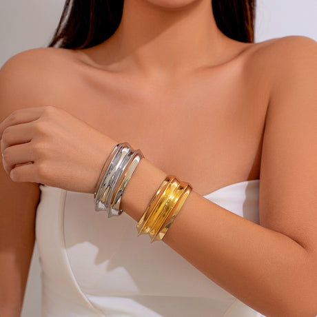 Ins exaggerated metal texture wide face bracelet with irregular personality for women Bracelet multi-layer - V.I.P Digital Presence