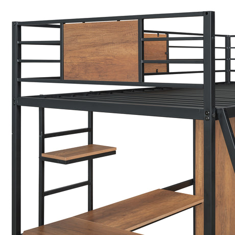Twin Size Loft bed with L-shape Desk and Wardrobe, Black - V.I.P Digital Presence
