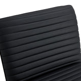 Black minimalist armless sofa chair with PU backrest paired with black metal legs