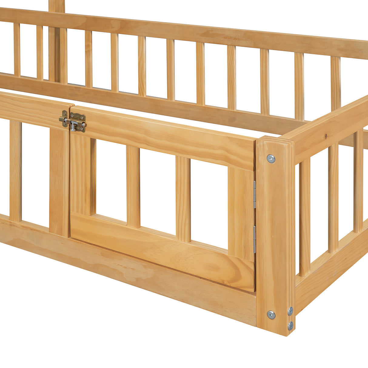 Wooden Twin Size Children's Bed with Detachable Headboard and Integrated Clothes Drying Rack, Natural - V.I.P Digital Presence