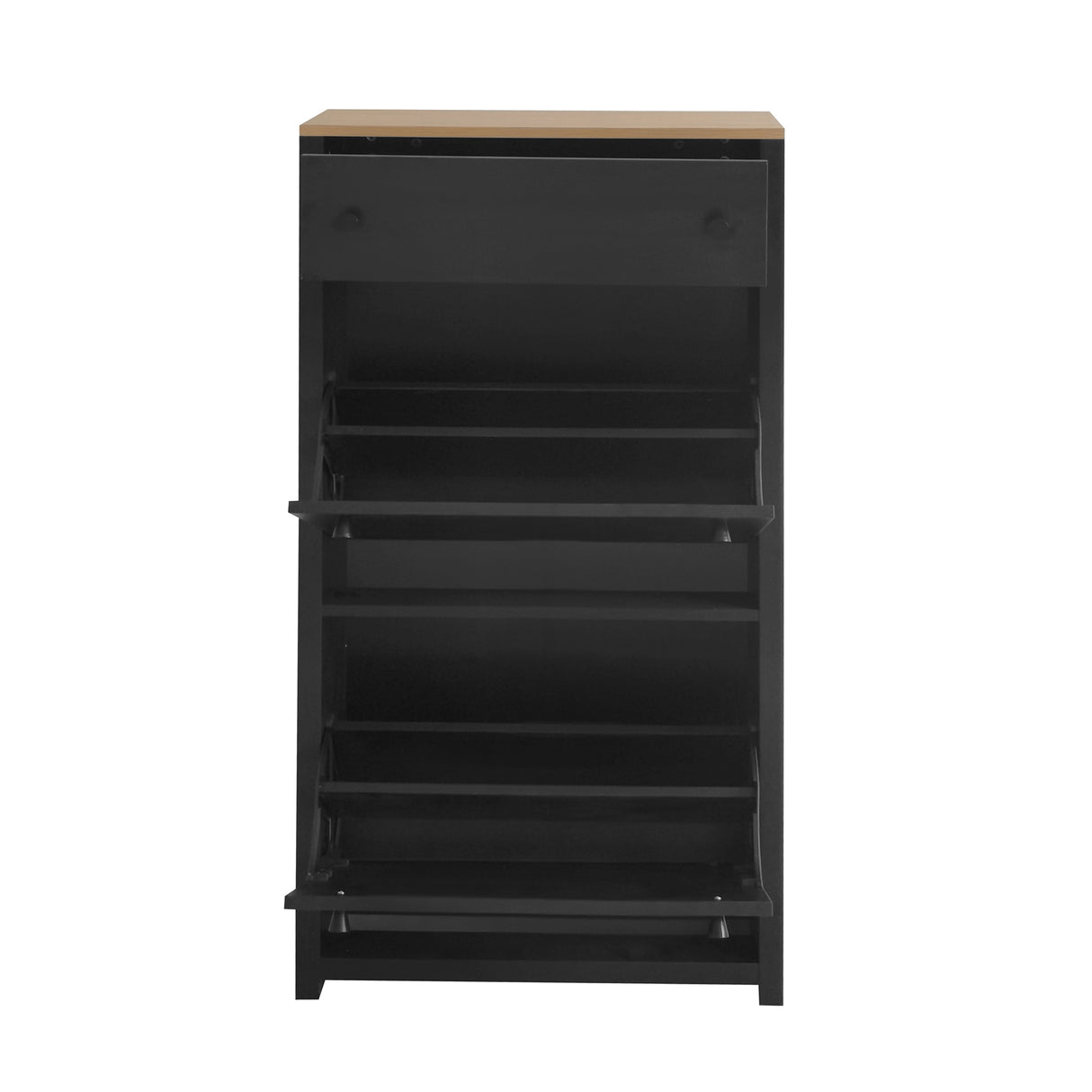 ONTREND with 2 flip drawers, top shoe cabinet with drawers, independent shoe rack with adjustable panel, for hallway use, black - V.I.P Digital Presence