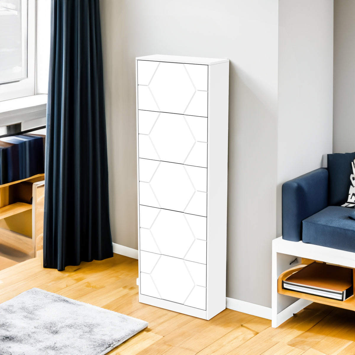 Shoe Storage Cabinet for Entryway, 5 Tiers Shoe Organizer with Carved Panels, Carving Shoe Closet,Vertical Shoe Cabinet - V.I.P Digital Presence