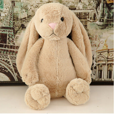 Muñeco de peluche de conejito bordado, conejito de orejas largas, bebé durmiendo con un muñeco de conejito de orejas grandes