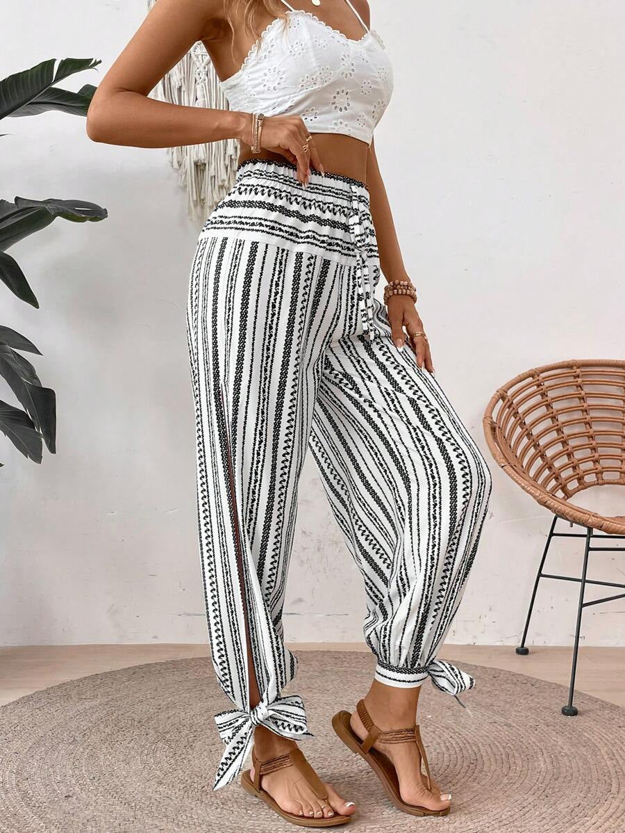 Printed Elastic Waist Pants - V.I.P Digital Presence