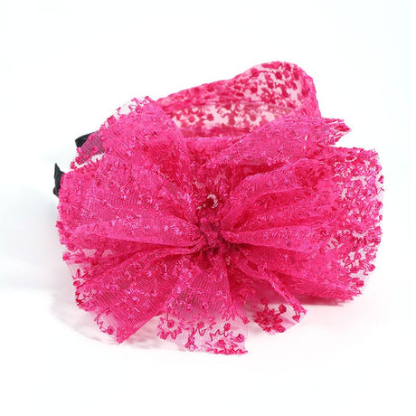 Fashionable oversized solid color lace bow headband - V.I.P Digital Presence