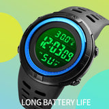 SKMEI 1681 Body Temperature Men's Watch Electronic 5Bar Waterproof Long Battery Life Alarm Clock LED Healthy Male Sport Watch - V.I.P Digital Presence