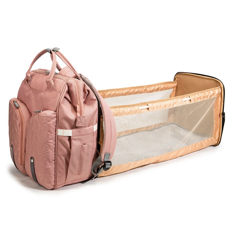Baby Infant Nappy Changing Bag Portable Large Capacity Folding Crib Diaper Backpack Stroller Straps Pad for Travel Outdoor 28GD - V.I.P Digital Presence