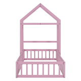 Wooden Twin Size Children's Bed with Detachable Headboard and Integrated Clothes Drying Rack, Pink - V.I.P Digital Presence