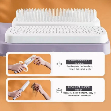 Automatic Cleaning Rotating Lifting Comb Self Cleaning Hairbrush Rotating Retractable Anti Static Massage Comb Scalp Hair Comb - V.I.P Digital Presence