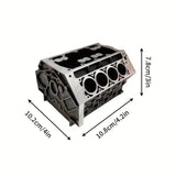 Engine Block Desk Organizer: Modern art for desktop/bookshelf. Holds business cards, a creative office accessory. - V.I.P Digital Presence