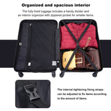 3 Piece Luggage Sets PC+ABS Lightweight Suitcase with Two Hooks Spinner Wheels (20/24/28) Aqua Blue