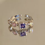 Dopamine love colored zircon diamond ring female niche index finger high-end fashion personality open ring - V.I.P Digital Presence