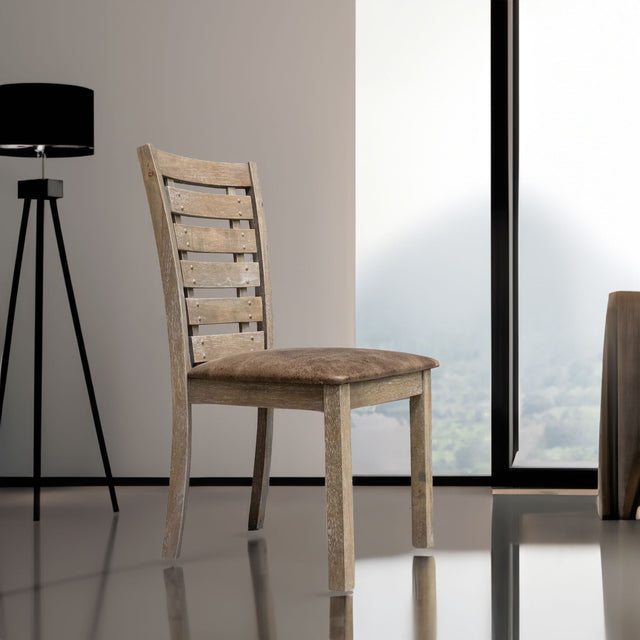 Set of 2 Dining Chairs Modern Farmhouse Rustic Look Distressed Design Ladderback Solid Wood - V.I.P Digital Presence