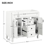 36'' Bathroom Vanity without Top Sink Cabinet only Modern Bathroom Storage Cabinet with 2 Soft Closing Doors and 2 Drawers - V.I.P Digital Presence