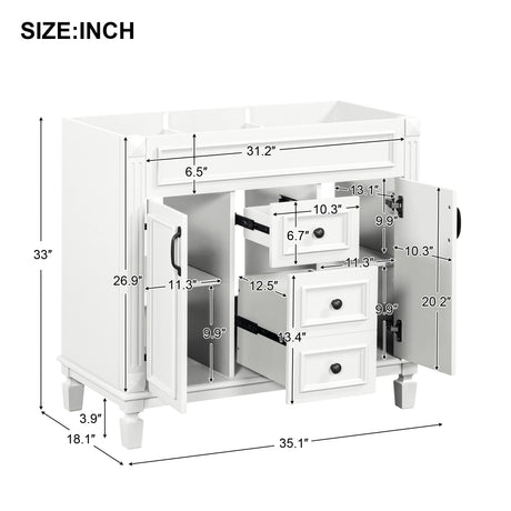 36'' Bathroom Vanity without Top Sink Cabinet only Modern Bathroom Storage Cabinet with 2 Soft Closing Doors and 2 Drawers - V.I.P Digital Presence