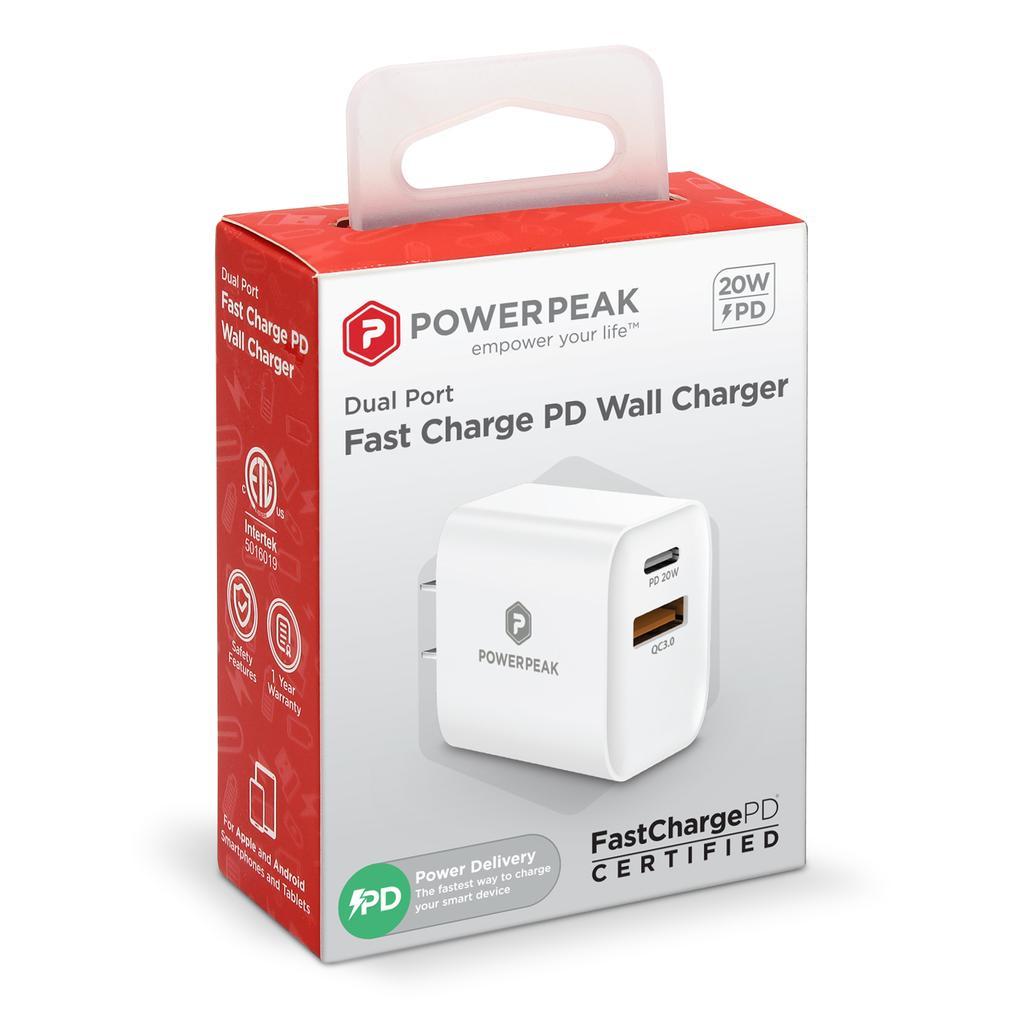 PowerPeak PD Wall Dual Port Charger 20W - White - V.I.P Digital Presence
