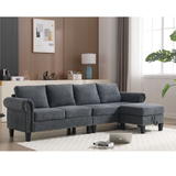 Convertible Sectional Sofa with Storage,L-shaped sofa Modern Linen Fabric Sectional Couches for Living Room,Gray - V.I.P Digital Presence