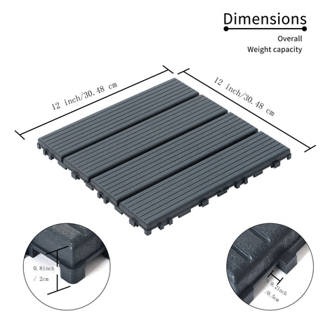 44 pieces of 12x12 square waterproof outdoor terrace tiles - interlocked, all-weather, anti slip, easy to assemble - V.I.P Digital Presence