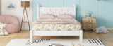 Twin Bed with Button-Decoration Headboard, with Bed Slats,White - V.I.P Digital Presence
