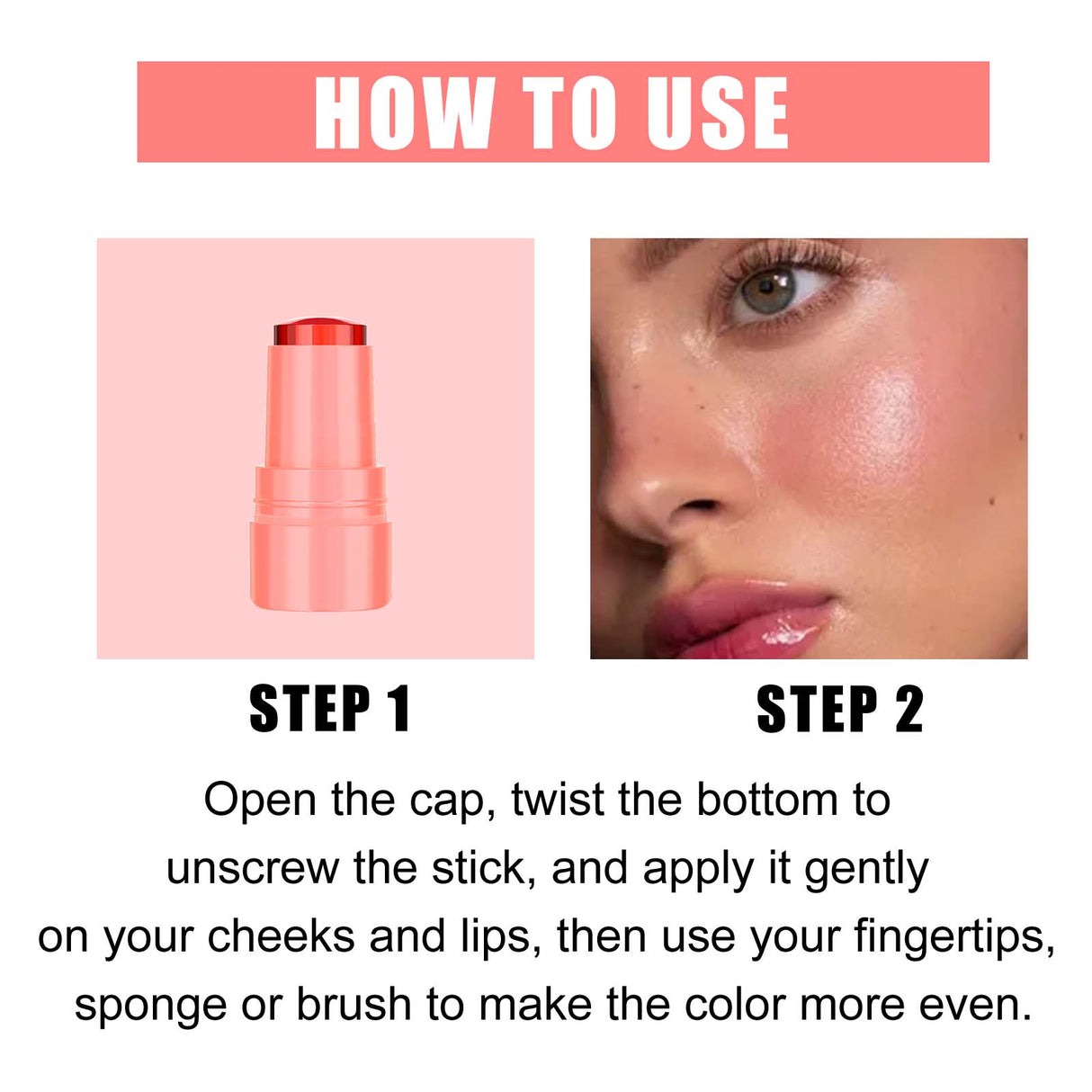 Jelly Blush Lip Gloss Stick Series, Brightening Lip Blush Stick For Even Skin Tone Lips And Cheeks - V.I.P Digital Presence