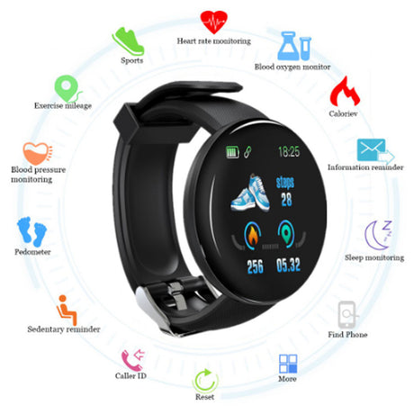 D18 Smart Bracelet Color Round Screen Heart Rate Blood Pressure Sleep Monitoring Pedometer Sports Encyclopedia Star Smart Watch - V.I.P Digital Presence